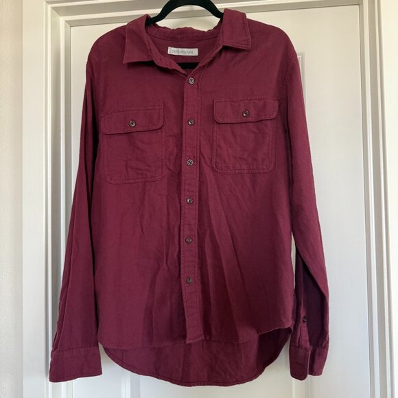 Outerknown Dillon Two Pocket Flannel Shirt Long Sleeve Red Maroon Large - Picture 1 of 15